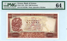 Greece
Bank of Greece (ΤΡΑΠΕΖΑ ΤΗΣ ΕΛΛΑΔΟΣ)
1000 Drachmai, 16th April 1956
S/N Ε.07 853706
Printer Bank of Greece Athens
Pick 194a; Pitidis 173  Grade...
