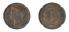 Cyprus, Victoria, 1837-1901. Piastre, 1881, Royal mint, variety with thin "1" of the date (KM3.1; Fitikides 27).

Exceptional brown patina with some r...