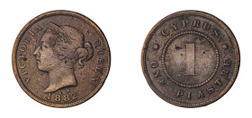 Cyprus, Victoria, 1837-1901. Piastre, 1882H, Ralph Heaton & Sons mint, 11.24g (KM3.2; Fitikides 29).

Even wear on both sides, bright brown color, cle...