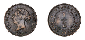 Cyprus, Victoria, 1837-1901. 1/2 Piastre, 1900, Royal mint, 5.84g (KM2; Fitikides 25).

Uniform brown patina with nice details, possibly lightly clean...