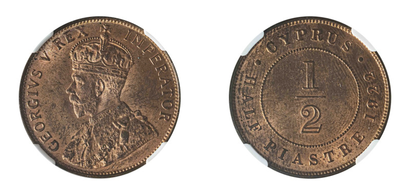 Cyprus, George V, 1910-1936. 1/2 Piastre, 1922, Royal mint (KM17; Fitikides 53)....