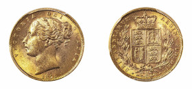 Great Britain, Victoria, 1837-1901. AV 'Shield' Sovereign, 1871, London mint, W.W. in relief, Die number: 28 (KM736.2; S-3853B; Fr. 387i).

Fabulous d...