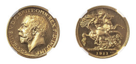 Great Britain, George V, 1910-1936. AV Proof Sovereign, 1911, London mint (KM820; S-3996; Fr. 404).

Exquisite details with stunning deep cameo proof ...