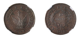 Greece, Governor I. Kapodistrias, 1828-1831. 10 Lepta, 1828, converging rays and medal alignment (KM3; Divo 3; Chase 164).

Dark brown patina, some mi...