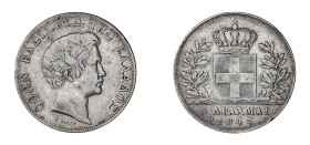 Greece, King Otto, 1832-1862. 5 Drachmai, 1844(o), First Type, Athens mint, Owl mintmark, 22.36g (KM20; Divo 10d, Dav. 115).

Attractive toning and ey...