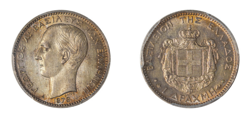 Greece, King George I, 1863-1913. Drachma, 1873A, First Type, Paris mint (KM38; ...