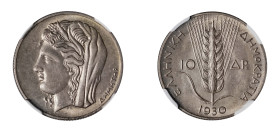 Greece, First Republic, 1924-1935. 10 Drachmai, 1930, London mint (KM72; Divo 105).

Old cabinet silver-grey tone with underlying lustre and sharp det...