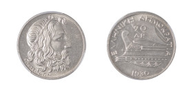 Greece, First Republic, 1924-1935. 20 Drachmai, 1930, London mint (KM73; Divo 104).

Fully lustrous specimen with very sharp details. An outstanding m...