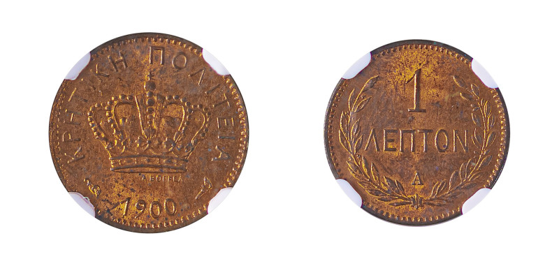 Crete, Prince George, 1898-1906. Lepton, 1900A, Paris mint (KM1.1; Divo 138a).

...