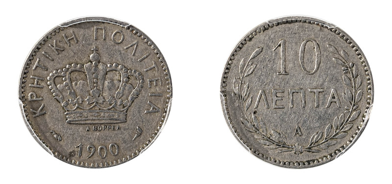 Crete, Prince George 1901-1913. 10 Lepta, 1900A, Paris mint, Medal aligment (KM4...