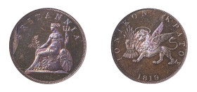 Ionian Islands, British Administration, 1809-1863. 2 Obols, 1819, coin alignment (KM33).

Exceptional proof quality with mirror-like surfaces and red-...