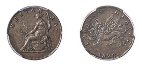 Ionian Islands, British Administration, 1809-1863. 2 Lepta, 1820, (KM31).

Attractive light brown patina with strong details.  Graded AU58 PCGS.