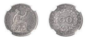 Ionian Islands, British Administration, 1809-1863. 30 Lepta, 1834, variety with dot after date (KM35).

Light grey patina with proof like surfaces on ...