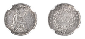 Ionian Islands, British Administration,1809-1863. 30 Lepta, 1849, variety with no dot after date (KM35).

Light toning with some golden hues on the pe...