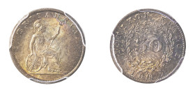 Ionian Islands, British Administration, 1809-1863. 30 Lepta, 1862, variety with a faint “2” over the “0” of the value, both hidden in the wreath surro...