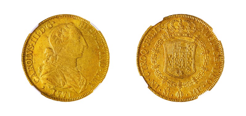 Mexico, Charles III, 1760-1788. AV 8 Escudos, 1771 Mo MF, Mexico City mint, assa...