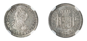 Mexico, Charles III, 1760-1788. 1/2 Real, 1784 Mo FF, Mexico City mint, assayer FF (KM69.2; Cal. 1776).

Exceptional quality with razor sharp details ...