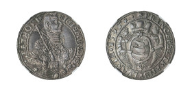 Transylvania, Sigismumd Bathory, 1581-1597 and 1599-1602. Taler, 1595, Nagybanya mint (Dav. 8804).

Grey cabinet toning with strong details, an eye-ap...