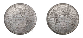 Great Britain. World Map Medal, (c.1820) by T.Halliday, Western and Eastern Hemispheres on each side, White metal, 50mm (Eimer-1139b).

A breathtaki...