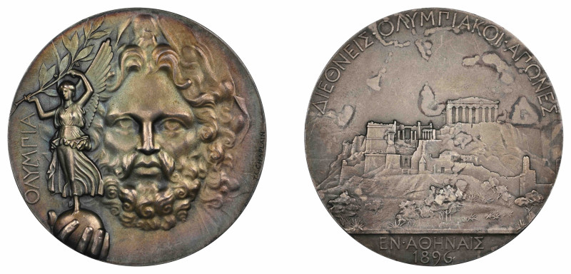 Greece. Silver medal of the 1st Olympic Games in Athens (1896) was awarded to th...
