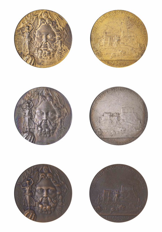 Greece. Complete medal set from the Intercalated Olympic Games of 1906 in Athens...