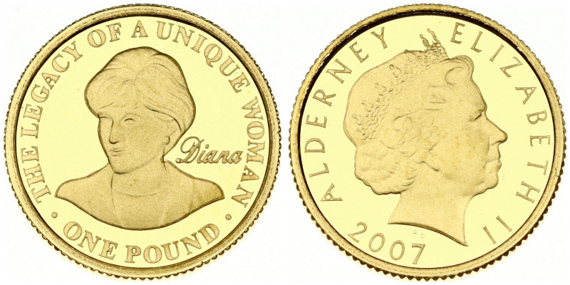 Alderney. Elizabeth II (1952-2022). 1 Pound 2007 Princess Diana. Gold .999, 1.24...