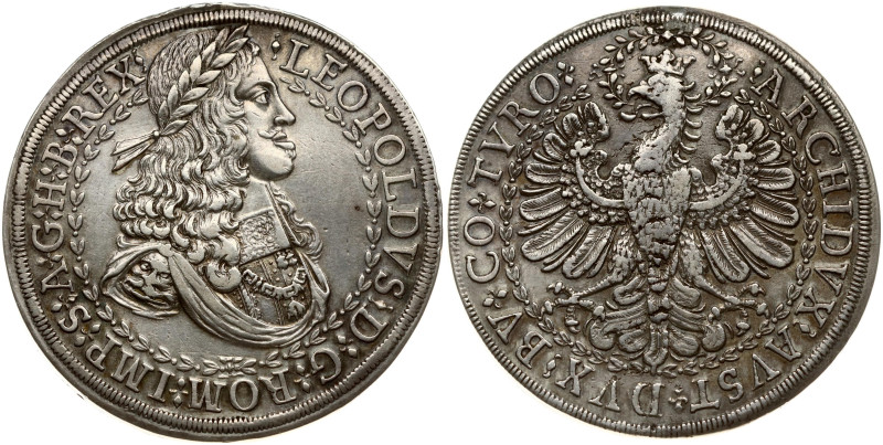 Holy Roman Empire, Tyrol. Leopold I (1657-1705). 2 talers ND (1680) Hall. Silver...