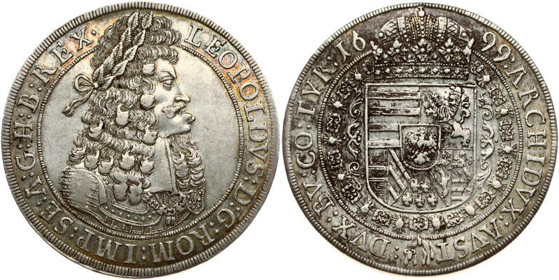 Holy Roman Empire, Tyrol. Leopold I (1657-1705). Taler 1699 Hall. Silver 28.78 g...