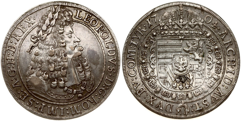 Holy Roman Empire, Tyrol. Leopold I (1657-1705). Taler 1704 Hall. Silver 28.64 g...