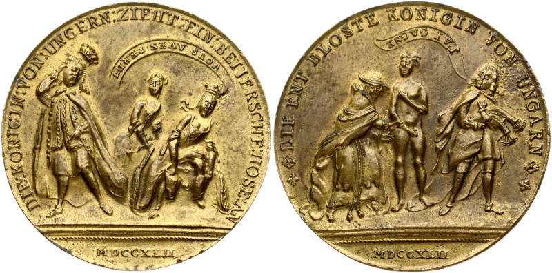Bohemia. Satire Medal 1742 - The Humiliation of Maria Theresa by Friederick the ...