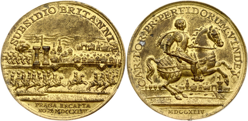 Bohemia. Prince Charles Alexander of Lorraine(1712-1780). Medal 1744 Recapture o...