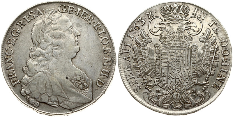 Holy Roman Empire. Franz I (1745-1765).Taler 1763 H-A, Hall. Silver 27.89 g. Dav...