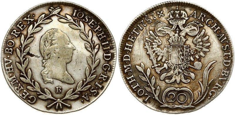 Holy Roman Empire. Joseph II(1780-1790). 20 Kreuzer 1787 B.
Silver. KM-2069.