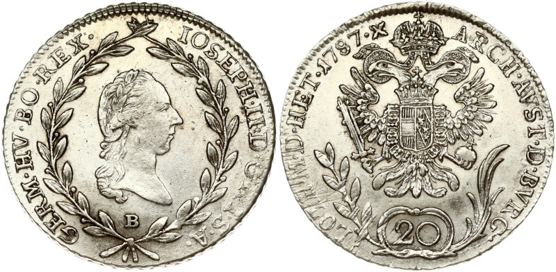 Holy Roman Empire. Joseph II (1780-1790). 20 Kreuzer 1787 B. Silver. KM-2069