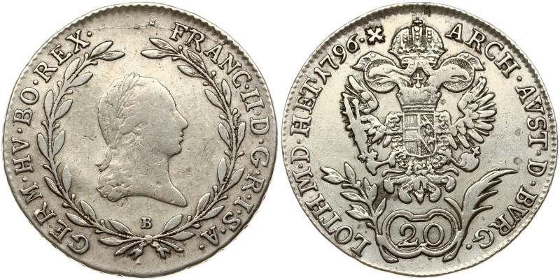Holy Roman Empire. Franz II (1792-1835). 20 Kreuzer 1796 B. Silver 6.48 g. KM-21...
