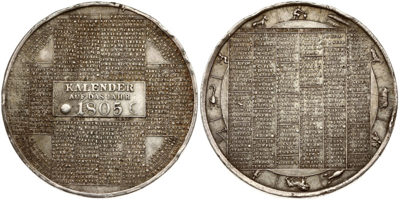 Austria. Calendar 1805 Medal. Silver 48 mm, 28.40 g.