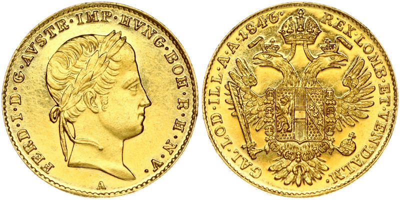 Austria. Ferdinand I (1835-1848). Ducat 1846/5 A, Vienna. Gold 3.48 g. Fr. 481; ...