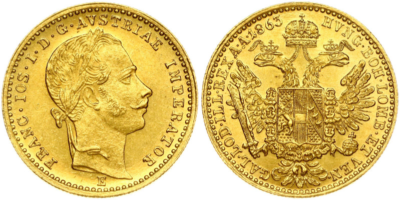 Austria. Franz Joseph I (1848-1916). Ducat 1863 E, Karlsburg. Gold 3.47 g. Fr. 2...