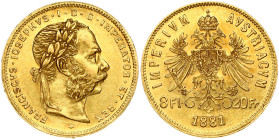Austria 8 Florins- 20 Francs 1881