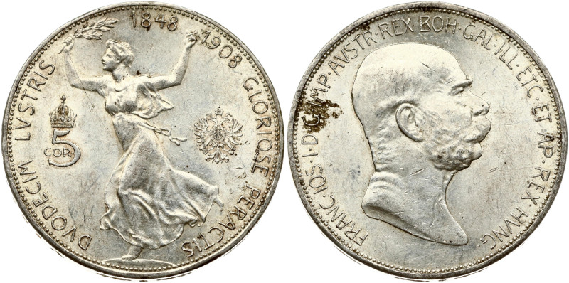 Austria. Franz Joseph I (1848-1916). 5 Corona 1908 60 years of Reign. Silver 24....