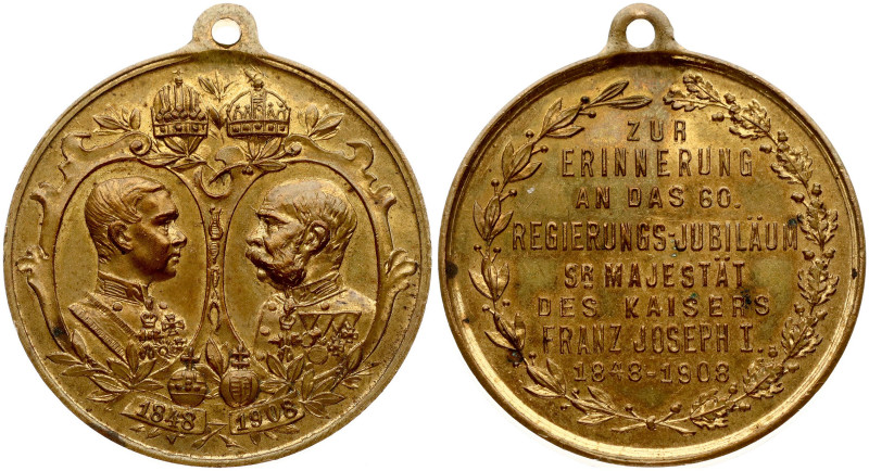 Austria. Franz Joseph I (1848-1916). Medal 1908 60 yeasr of Reign. Bronze 33 mm,...