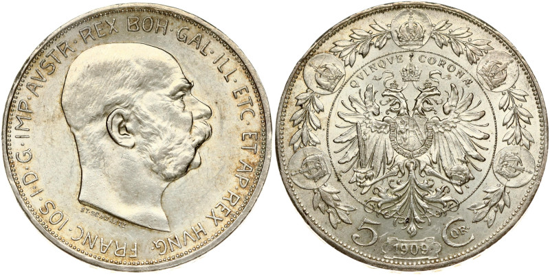 Austria. Franz Joseph I (1848-1916). 5 Corona 1909. Silver 23.96 g. KM-2813