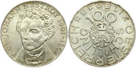 Austria 100 Schilling 1976 175th Anniversary of birth of Johann Nestroy
