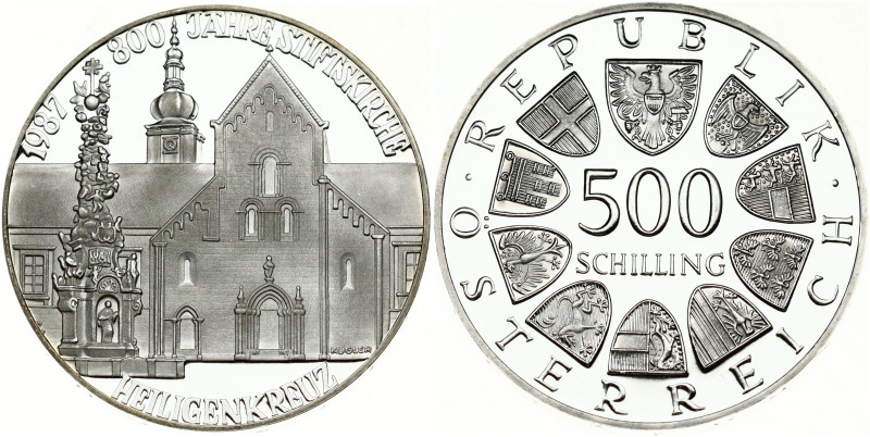 Austria 500 Schilling 1987 800th Anniversary - Holy Cross Church. Obverse: Value...