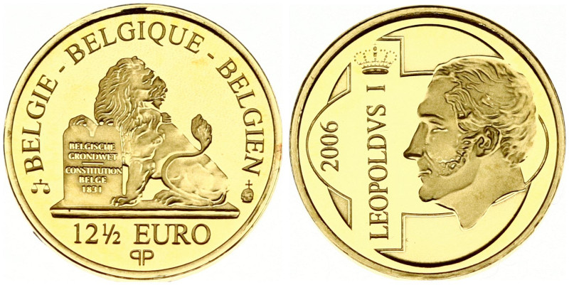 Belgium. Albert II (1993-2013). 12½ Euro 2006 Leopold I. Gold .999, 1.25 g. KM-2...