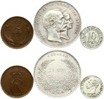 Denmark 2 Øre - 2 Kroner 1892-1907  Lot of 3 Coins