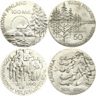 Finland 50 - 100 Markkaa (1985-1990) Lot of 2 Coins