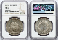France 5 Francs 1873 A NGC MS 63