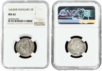 Hungary 3 Kreuzer 1662 KB NGC MS 62 ONLY 3 COINS IN HIGHER GRADE