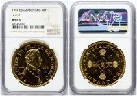 Monaco 50 Francs 1974 Essai 25 Years of Reign NGC MS 63